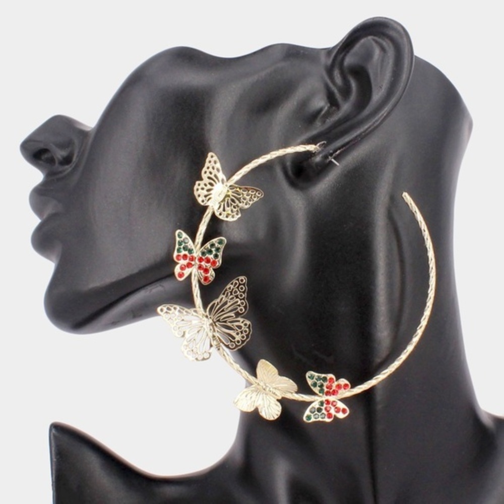 Rhinestone half hoop earrings